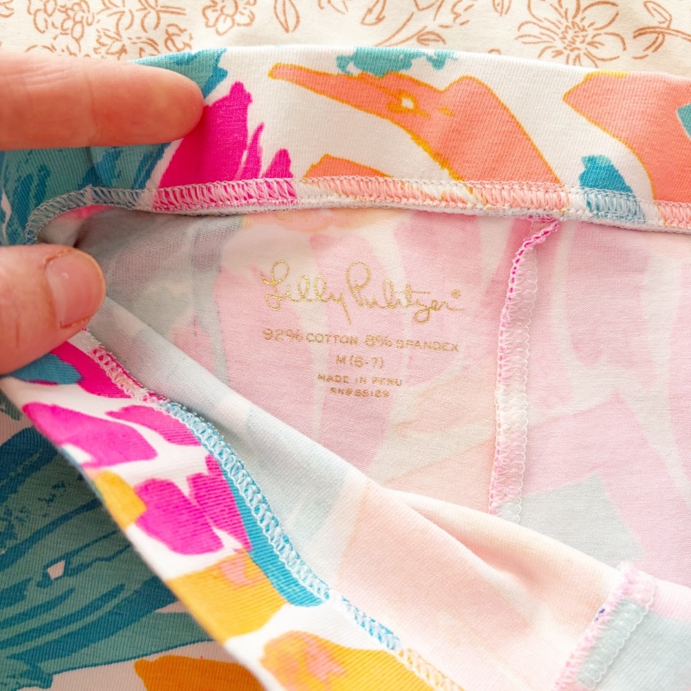 Lilly Pulitzer Little Girls Crop Leggings M 6-7 pineapple print - Picture 3 of 5
